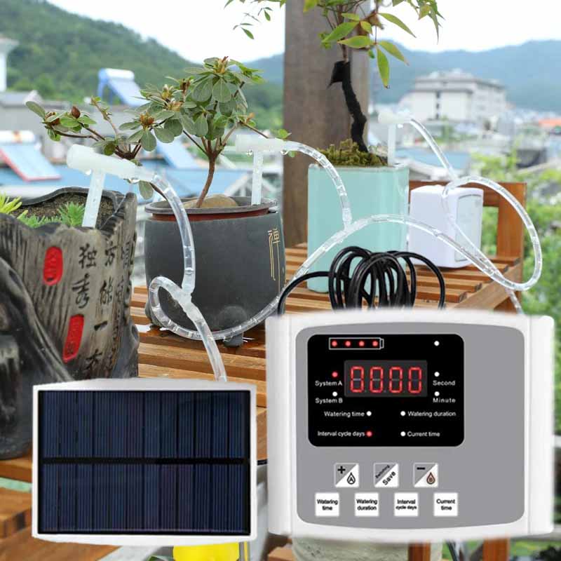 Smart Garden Tower - Automatisches Tropfbewässerungsgerät mit Solarenergie, Doppelpumpe, verstellbares