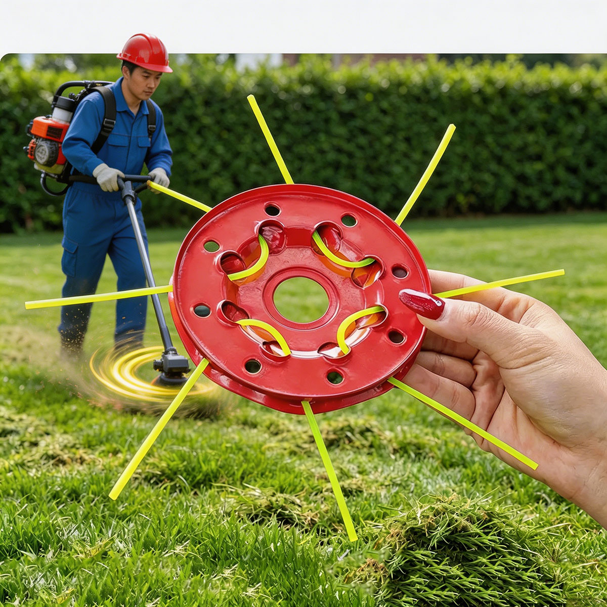 Smart Garden Edging - Eisen-8-Loch-Scheiben-Rasentrimmerkopf mit Nylonfaden – Ersatzteil für
