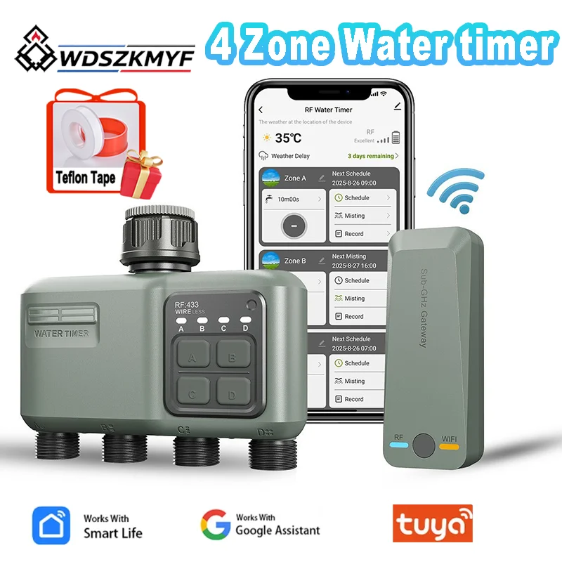 Smart Garden Monitoring System - Pflanzen-Bewässerungssystem mit WLAN, Smart-Timer, RF433, 4