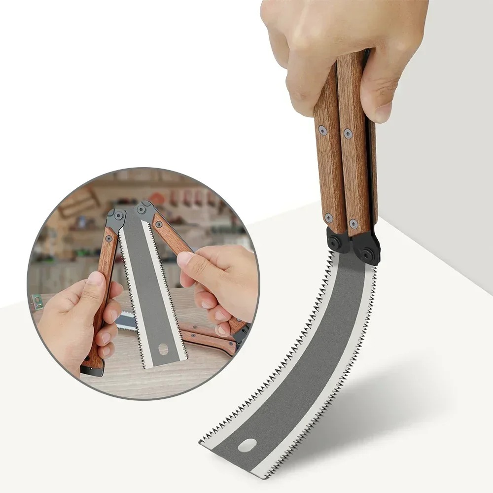Smart Garden Edging - Japanische Doppelklingen-Klappsäge mit Holzgriff für Holzarbeiten,