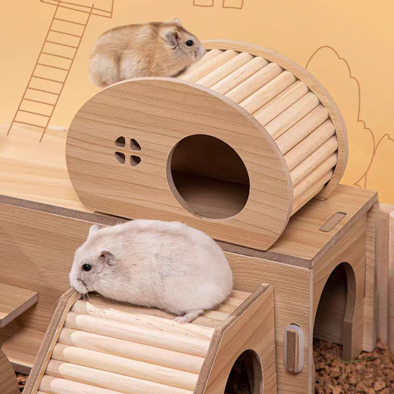 Insect Hotel Wood - Glattes Hamster-Versteckhaus aus Holz mit Versteckloch,